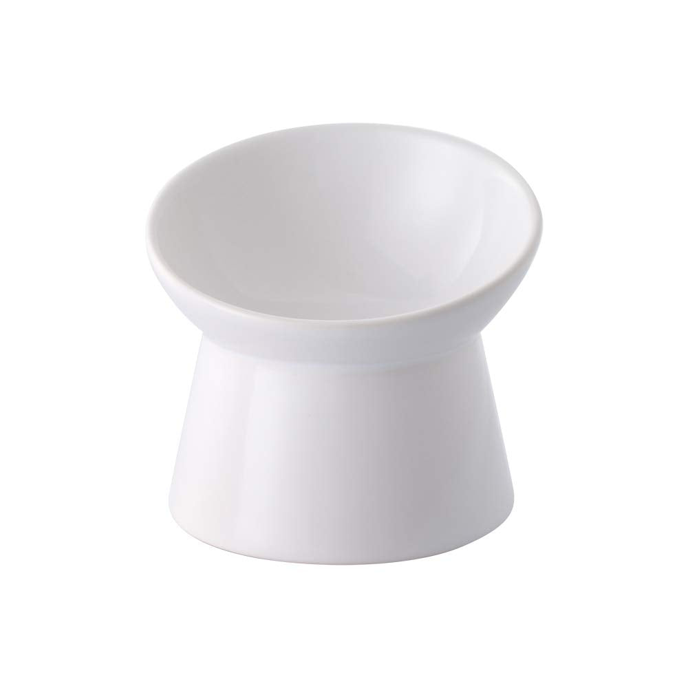 LIONWEI white ceramic raised cat bowls promote comfortable eating posture.