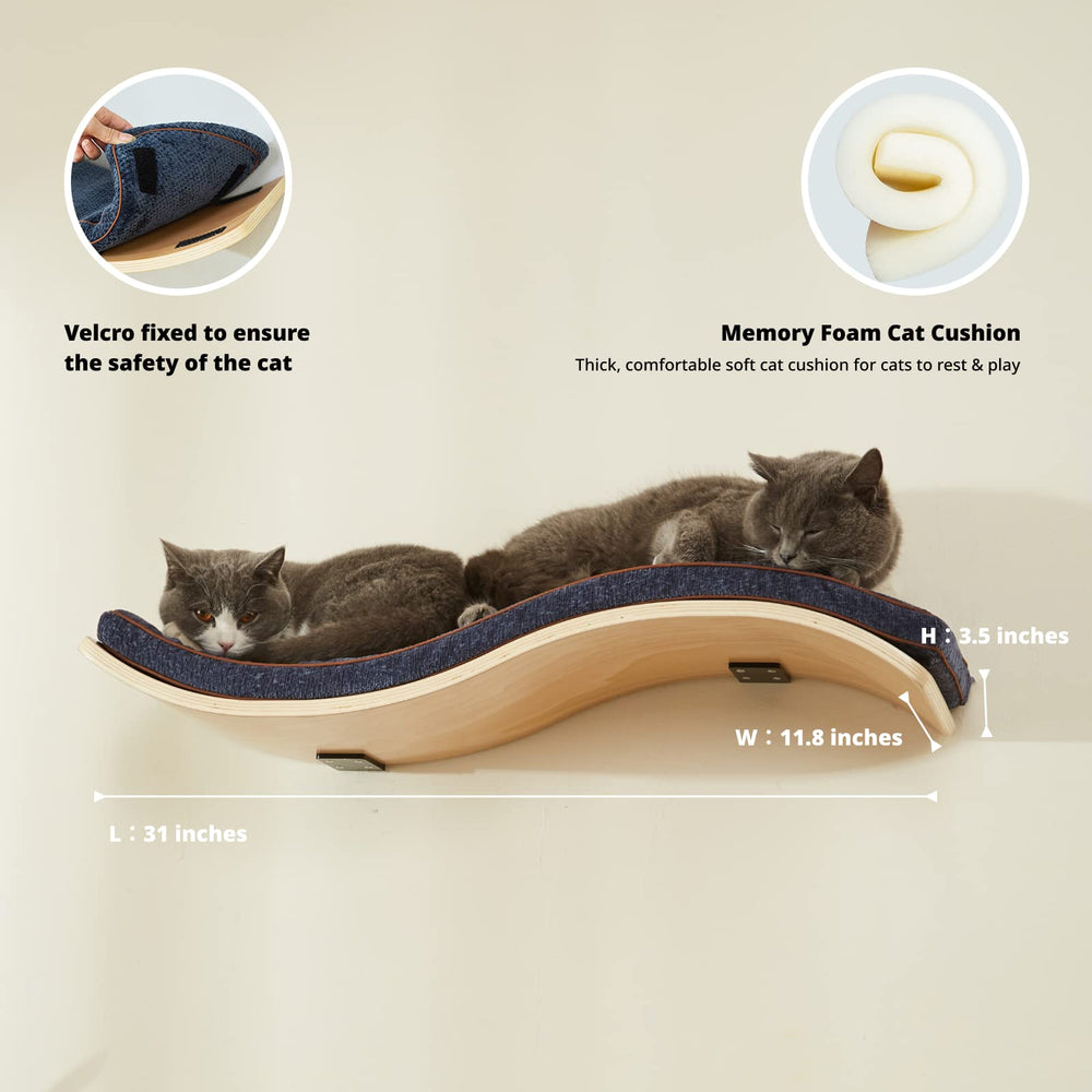 LIORCE wall-mounted cat perch shows safe climbing with faux lamb mat