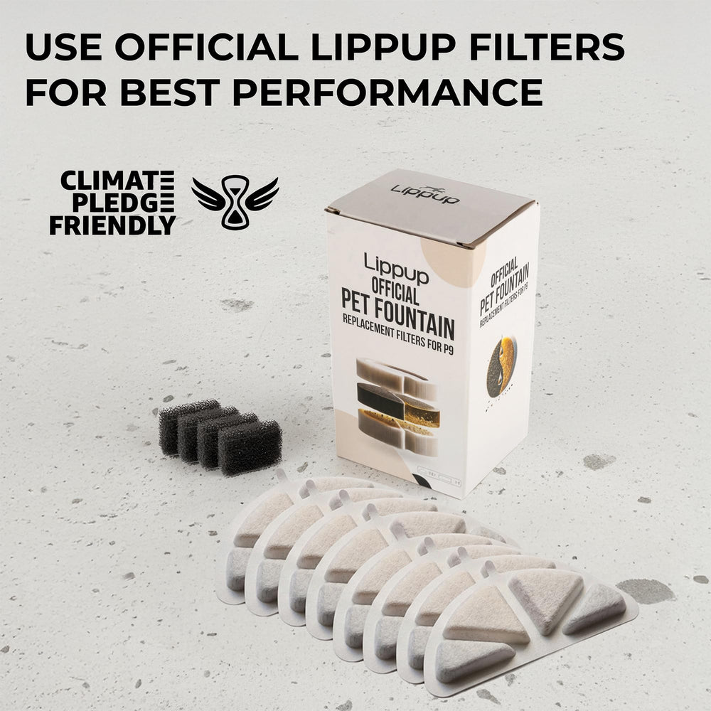 LIPPUP activated carbon layer filter reduces odors and impurities in your cat fountain water.
