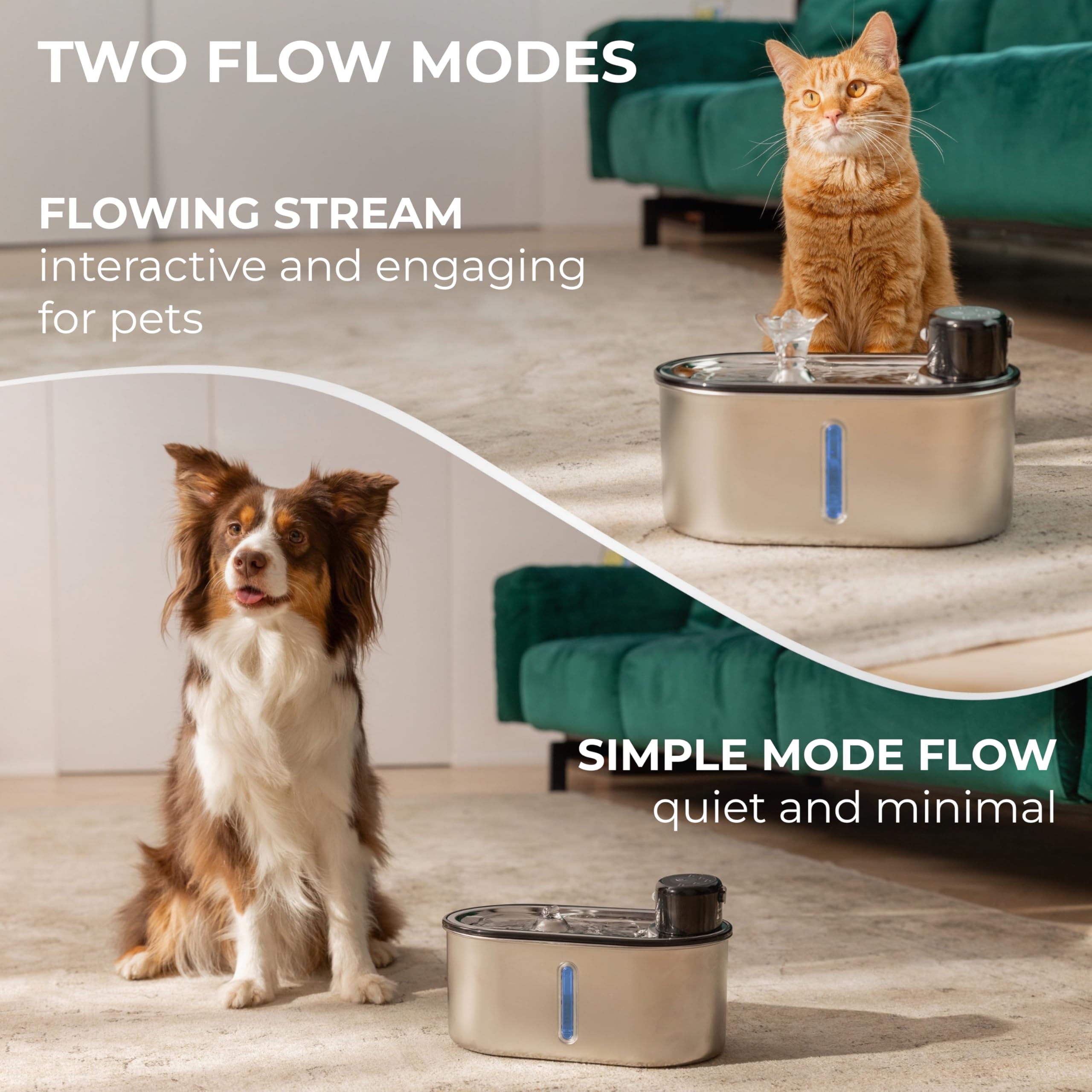 LIPPUP multi-filtration system with two filters ensures clean, debris-free water.