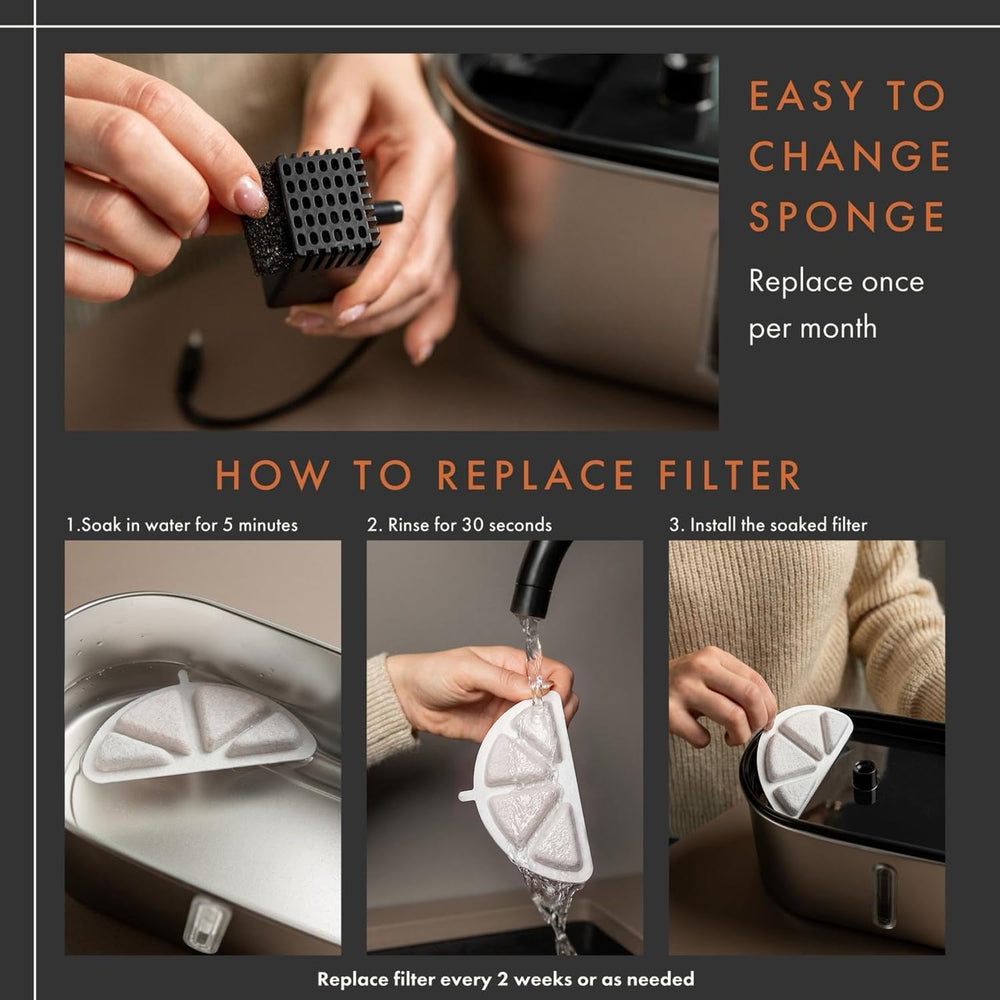 LIPPUP easy-rinse filter for quick replacement and consistent fountain performance.