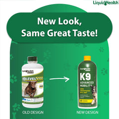 LIQUIDHEALTH K9 Advanced Mobility label close-up highlighting key ingredients