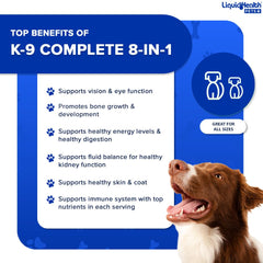 LIQUIDHEALTH K9 Complete dog-coat-shine highlights nourished coat and skin.