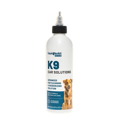 LIQUIDHEALTH K9 Ear Cleaner bottle showing easy application for post‑swim care