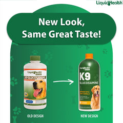 LIQUIDHEALTH K9 joint oil pour showing liquid supplement for mobility