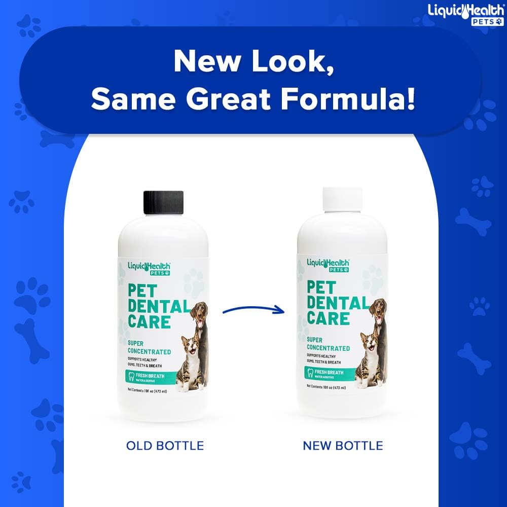 LIQUIDHEALTH Pet Dental Care Water Additive in dog-cat water bowl promotes effortless teeth care