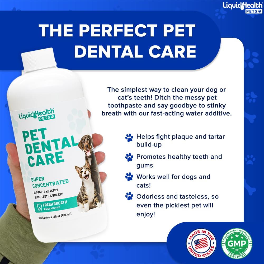 LIQUIDHEALTH Pet Dental Care Water Additive dosage instructions help owners measure correctly