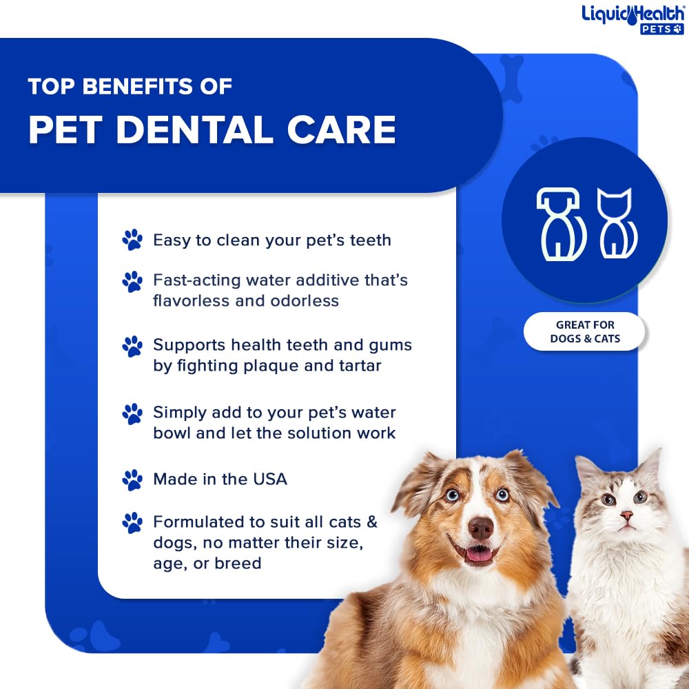 LIQUIDHEALTH Pet Dental Care Water Additive is odorless and flavorless, suitable for picky pets