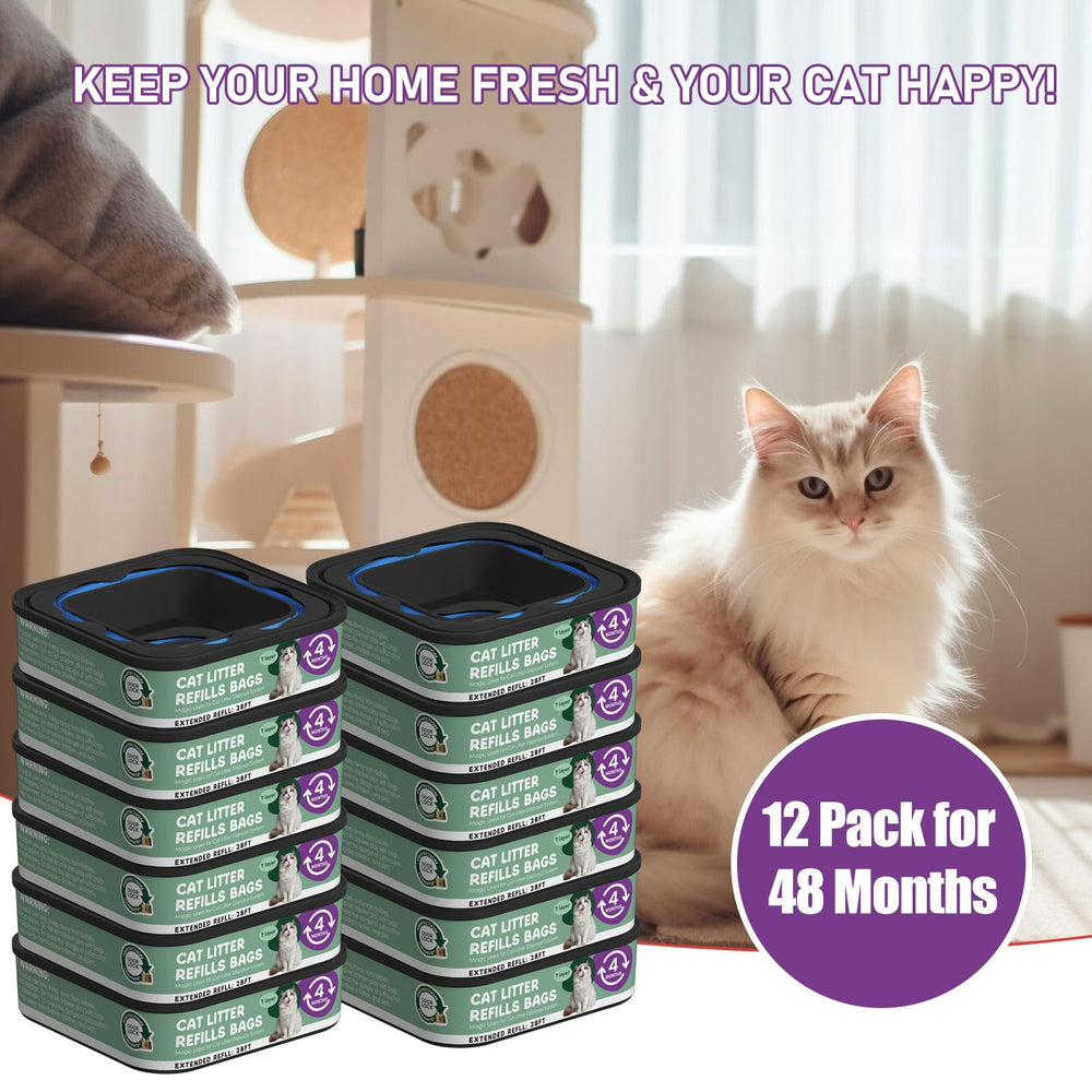 Lisyee 12-pack cat litter refills provide extended supply for busy households.