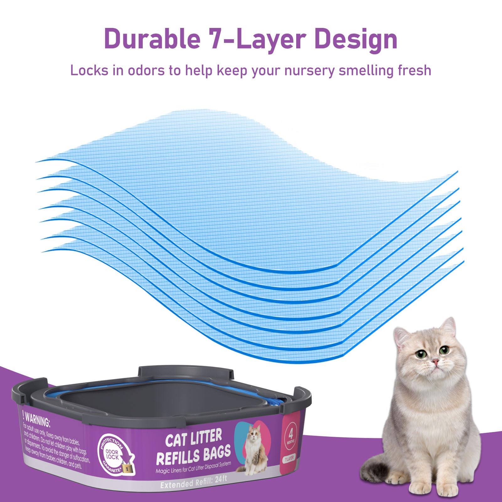 Lisyee Cat Genie compatible XL refills for easy insertion and disposal