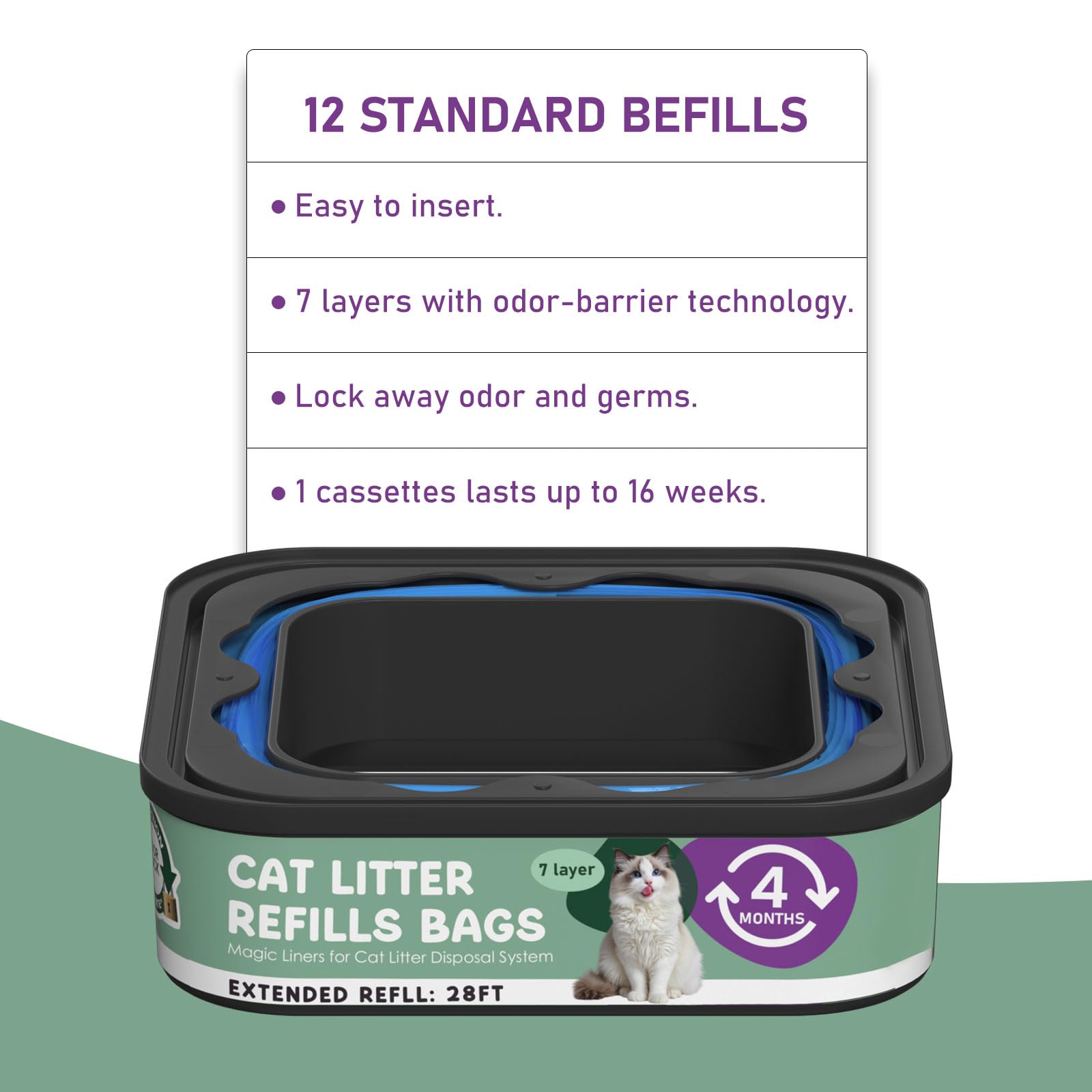 Lisyee easy-install refill: insert, pull, tie, and seal for mess-free use.