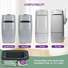 Lisyee Genie-compatible refill for Standard/Plus/XL, odor-control multi-layer design.