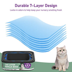 Lisyee XL+ pail refill compatible with Litter Genie, large capacity for fewer changes.