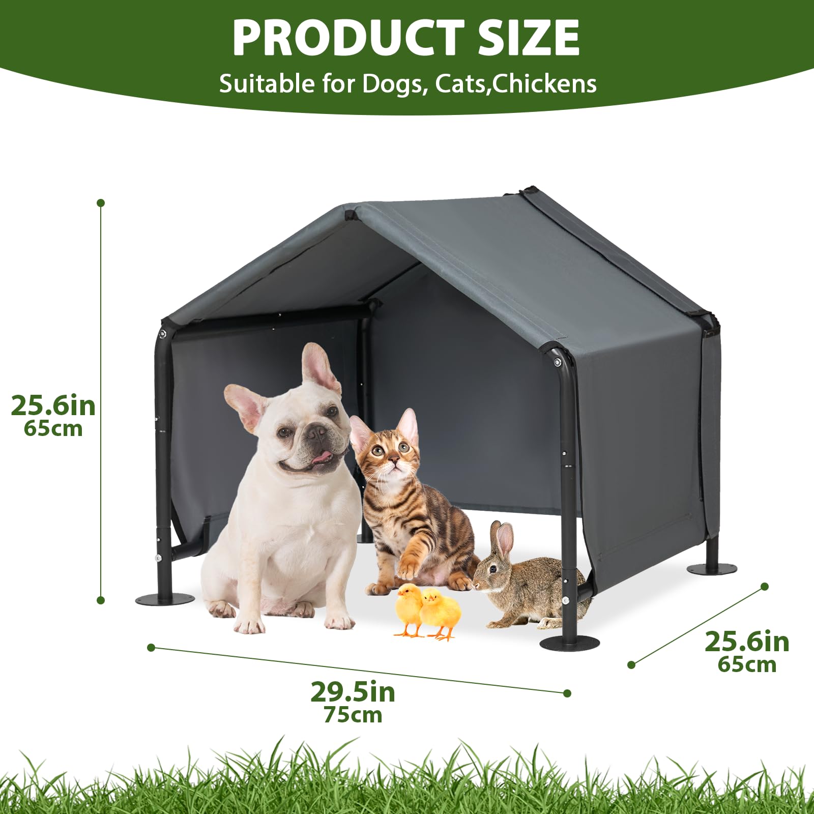LitaiL outdoor kennel side view highlights removable back door for wind protection
