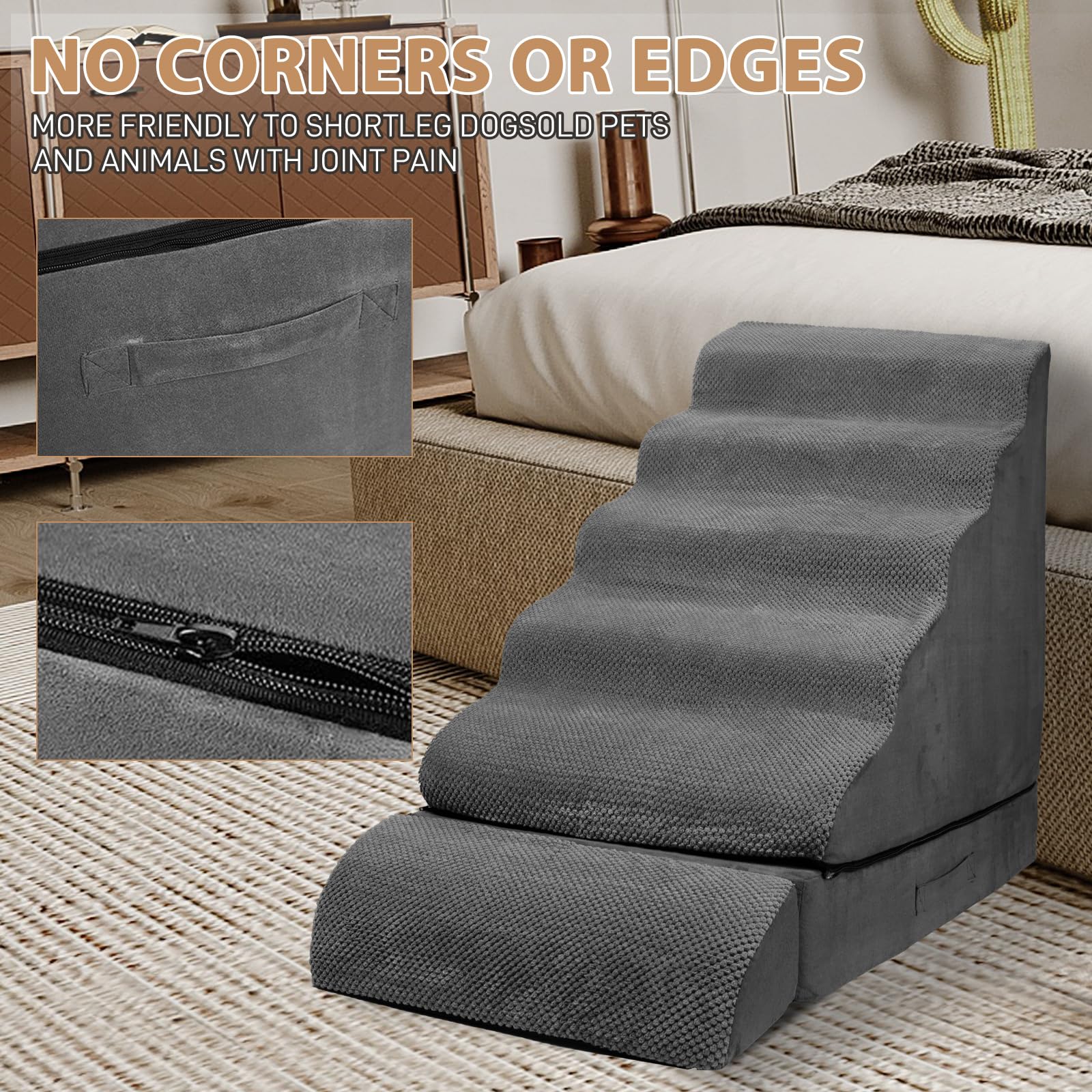 LitaiL dog stairs silicone-base ensures stable grip on smooth floors.