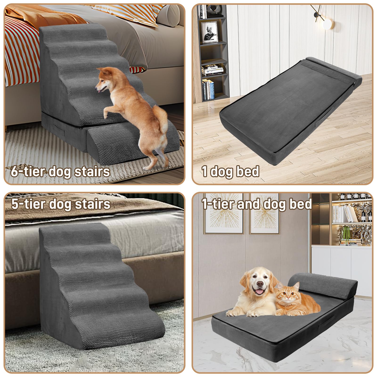 LitaiL dog stairs vacuum-packaging ships compact and rebounds after opening.