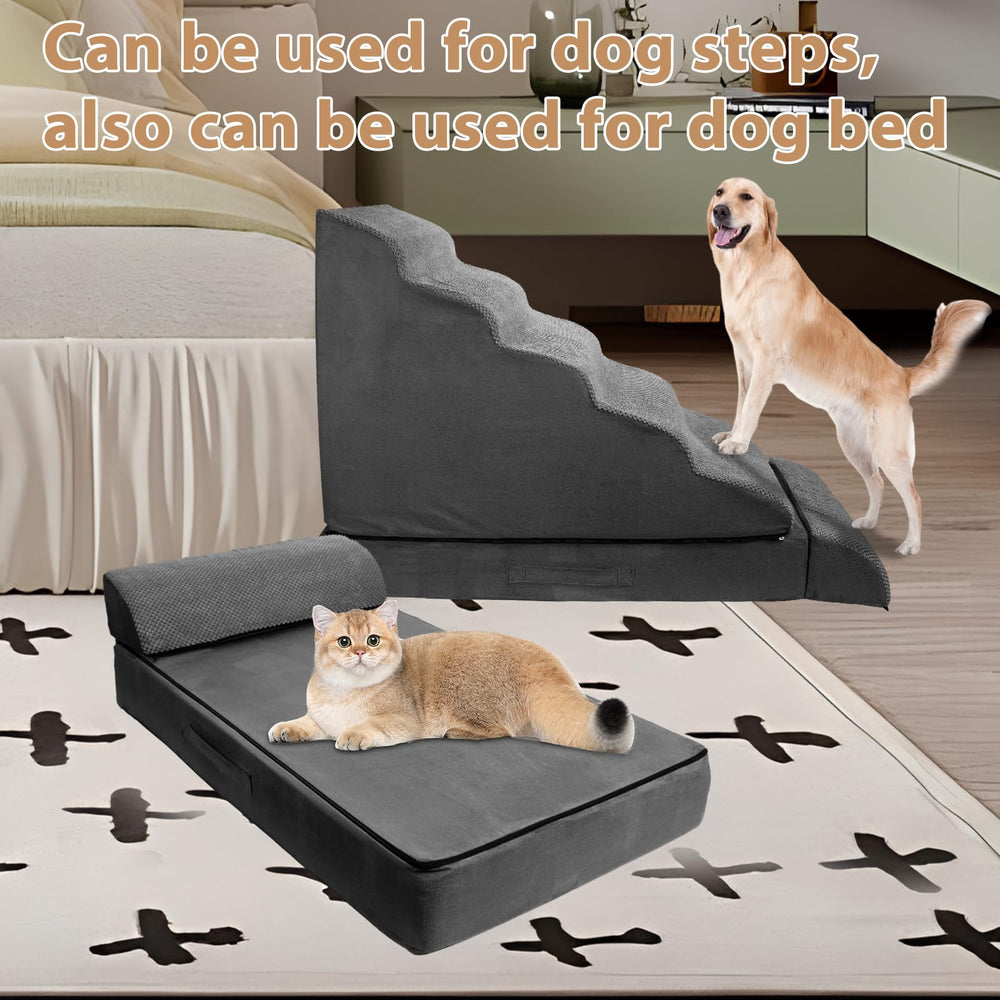LitaiL dog stairs zipper-connection design keeps sections secure.