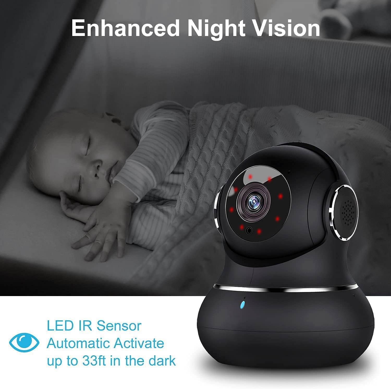 Litokam 2-way audio with night vision supports safe baby or pet checks.