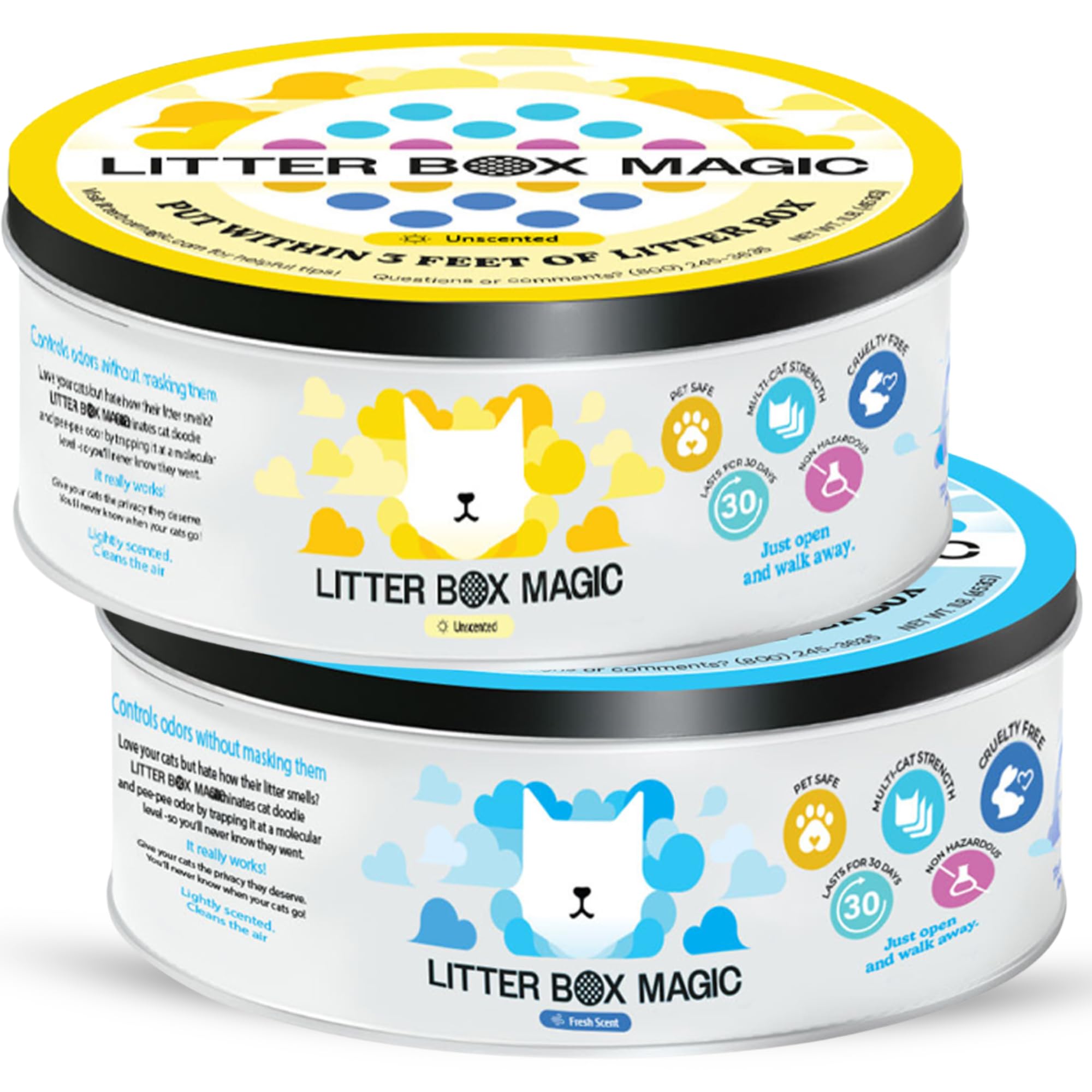 Litter Box Magic fresh-scent jar for lasting odor control in pet-friendly homes