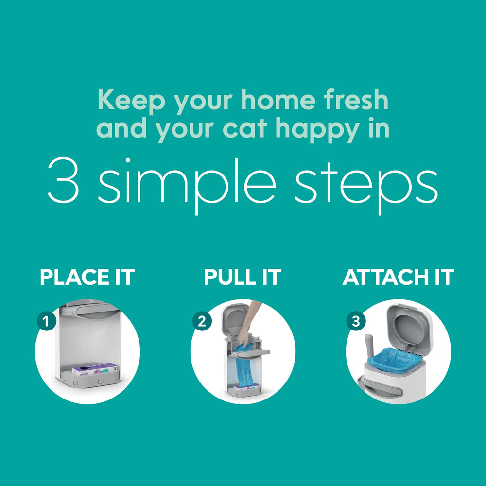 Litter Genie 65% post-consumer recycled film highlights eco-friendly materials.