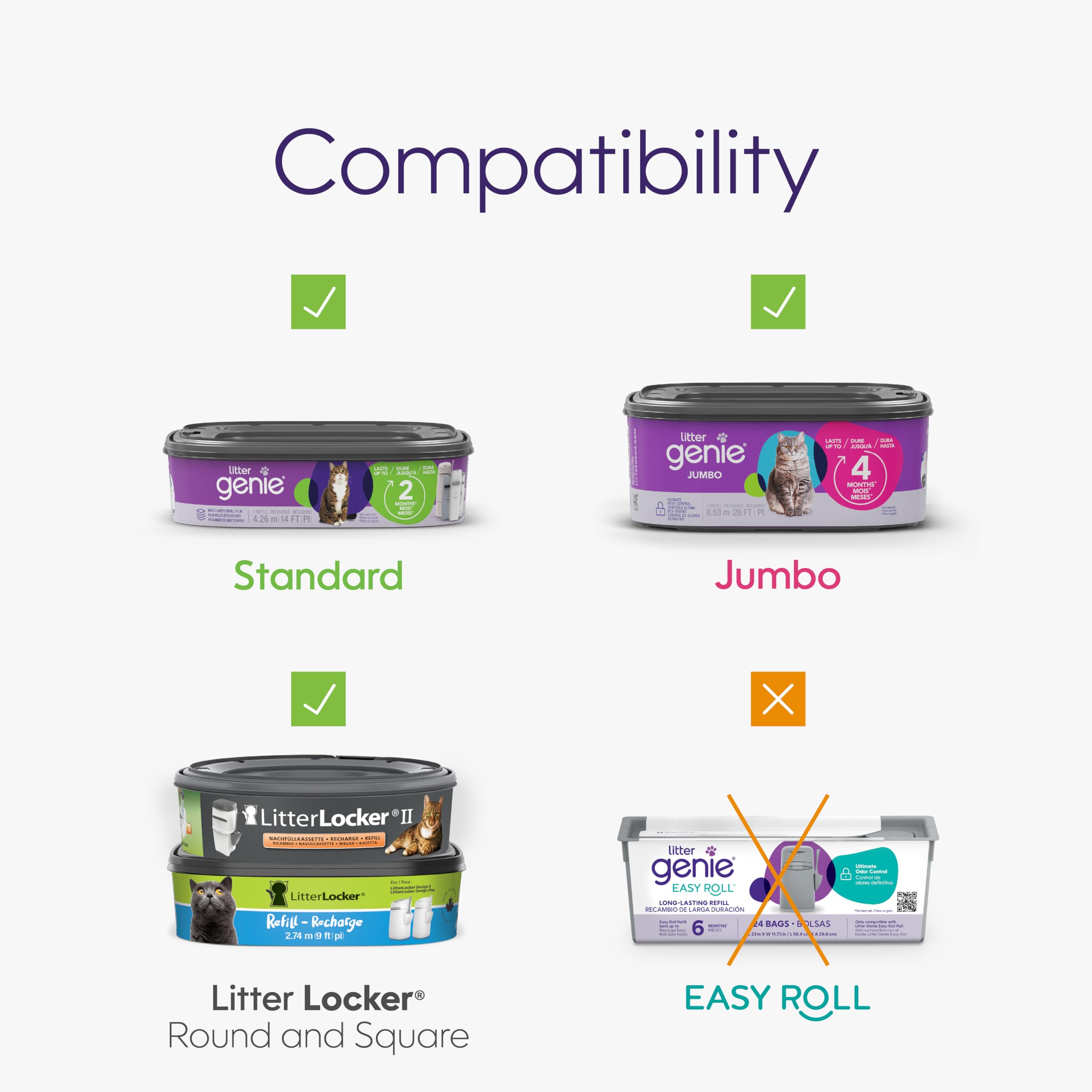 Litter Genie compatible standard jumbo cartridges seal waste for easy disposal.