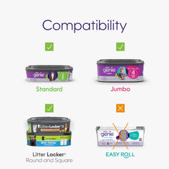 Litter Genie compatible standard jumbo cartridges seal waste for easy disposal.