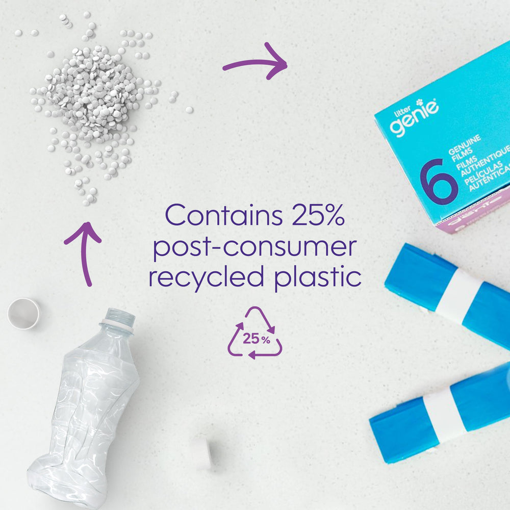 Litter Genie easy-cut-film lets you tailor bag length for efficient use.