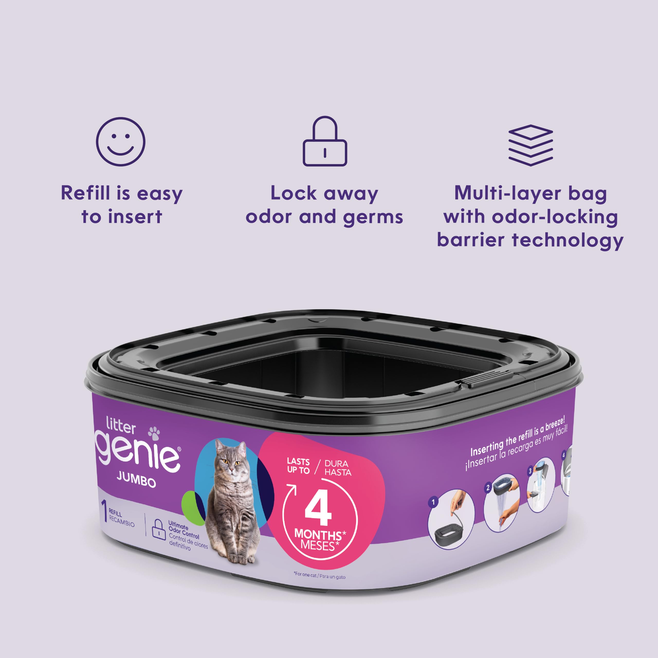 Eco-friendly packaging of Litter Genie refill reduces waste