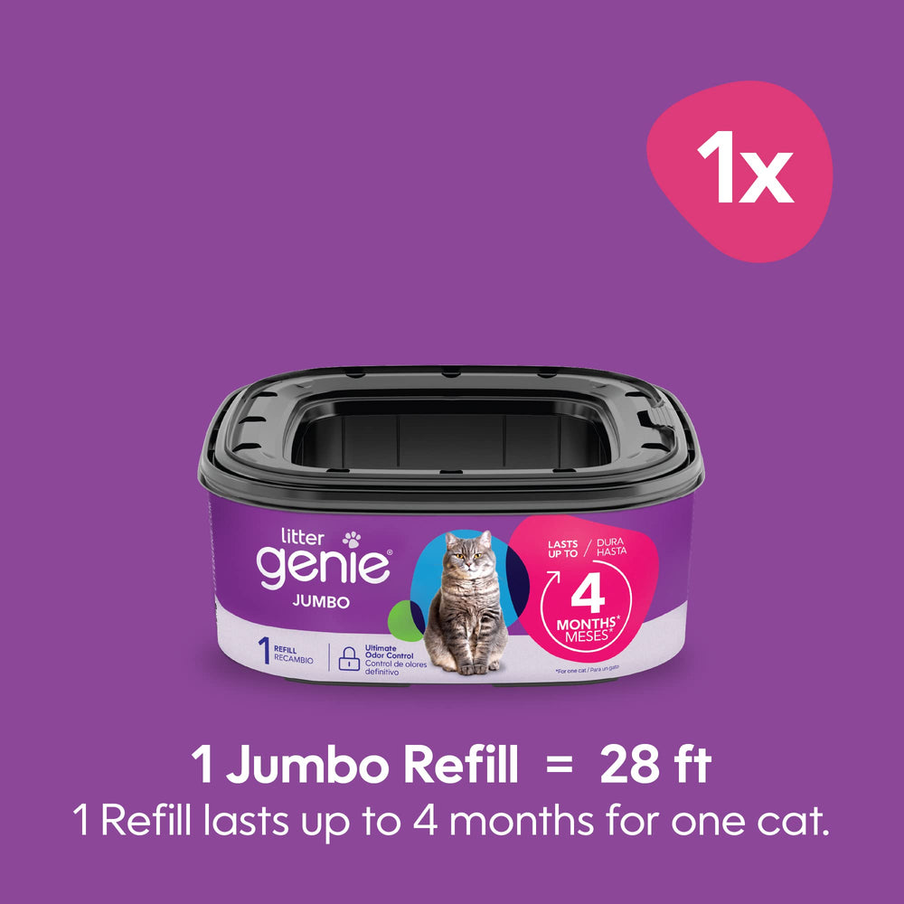 Litter Genie jumbo refill packaging highlights long-lasting supply