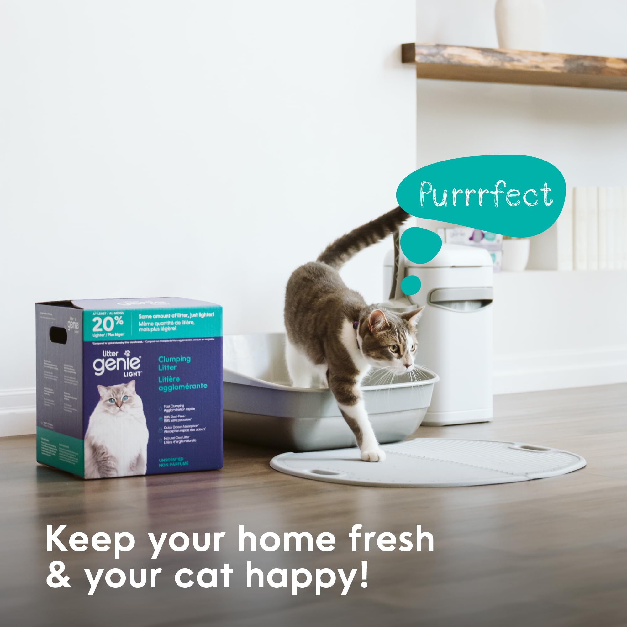 Litter Genie Light unscented litter easy pouring for daily cleanup.