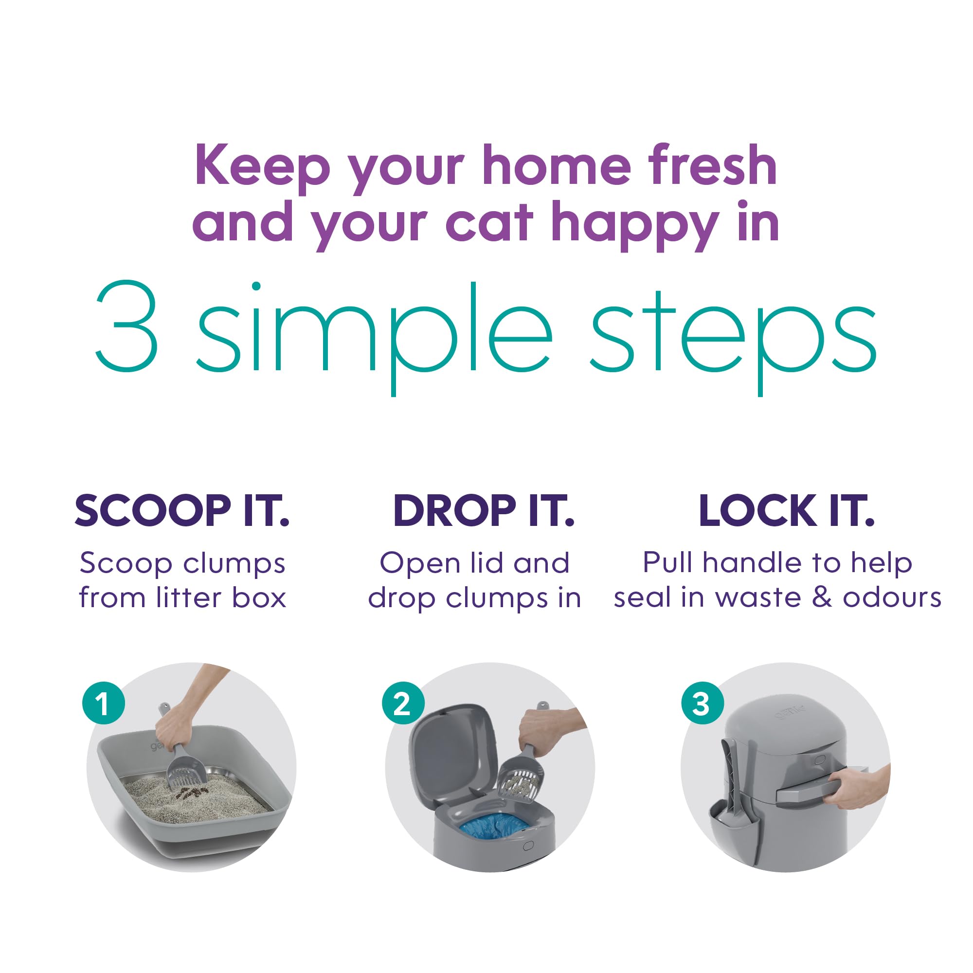Litter Genie compact pail design fits small spaces.