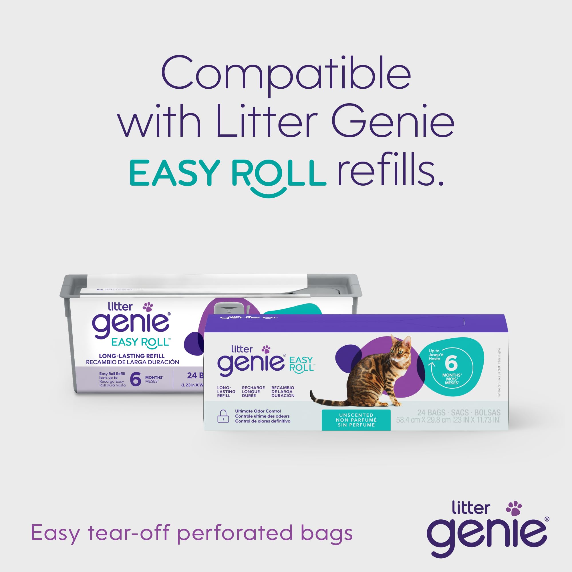 Litter Genie Platinum odor-barrier film locks in smells.