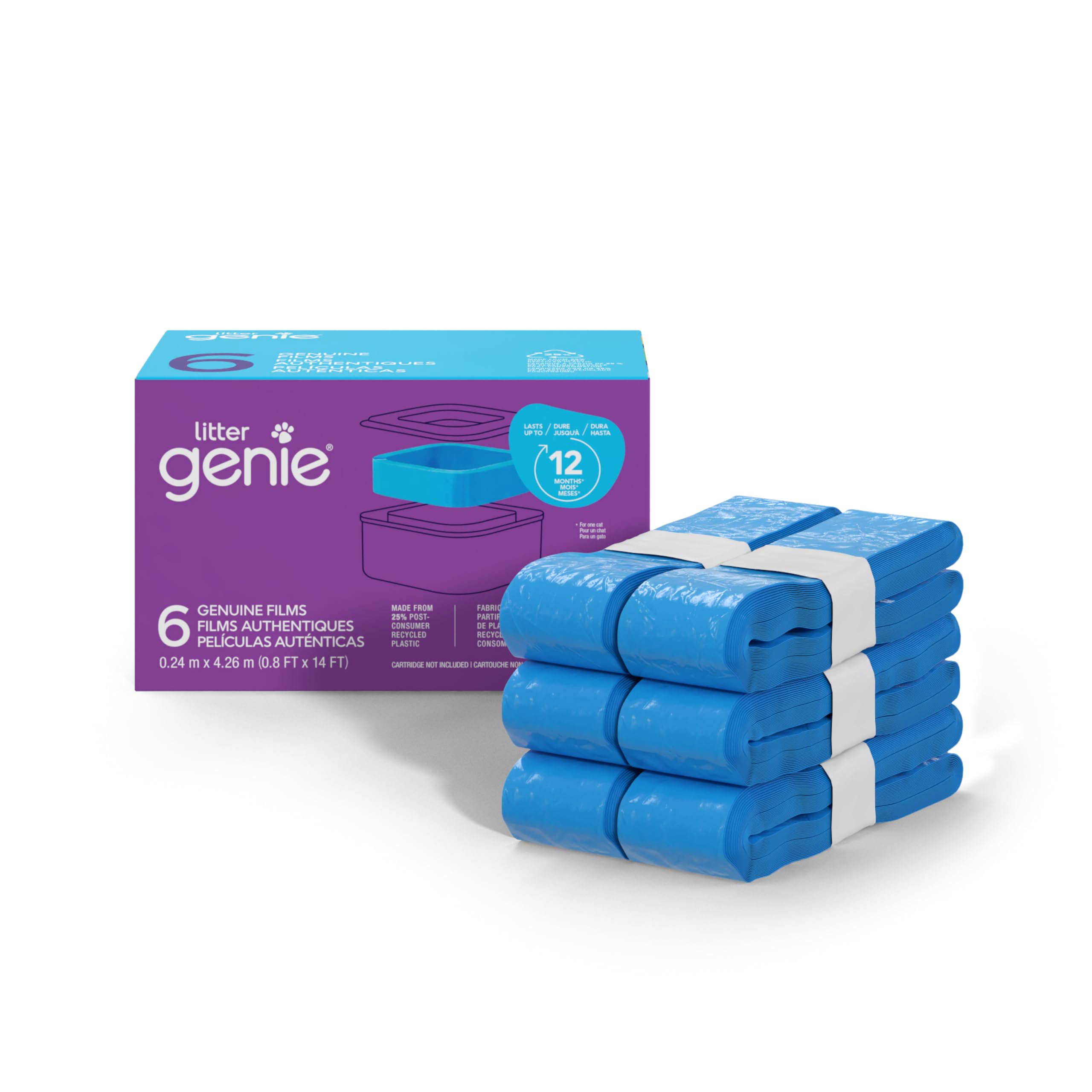 Litter Genie refill bags 14ft roll deliver strong odor control for a tidy litter area.