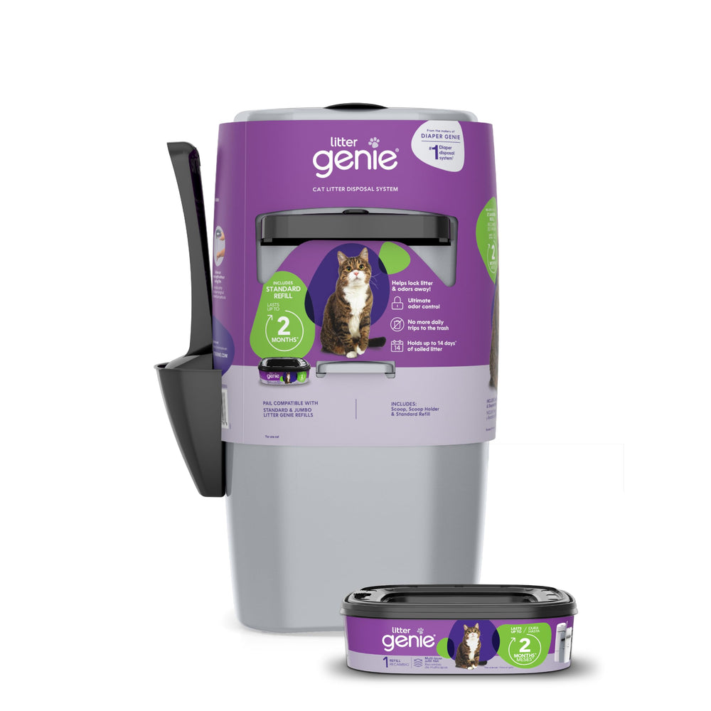 Litter Genie Standard Pail Silver front view for odor containment