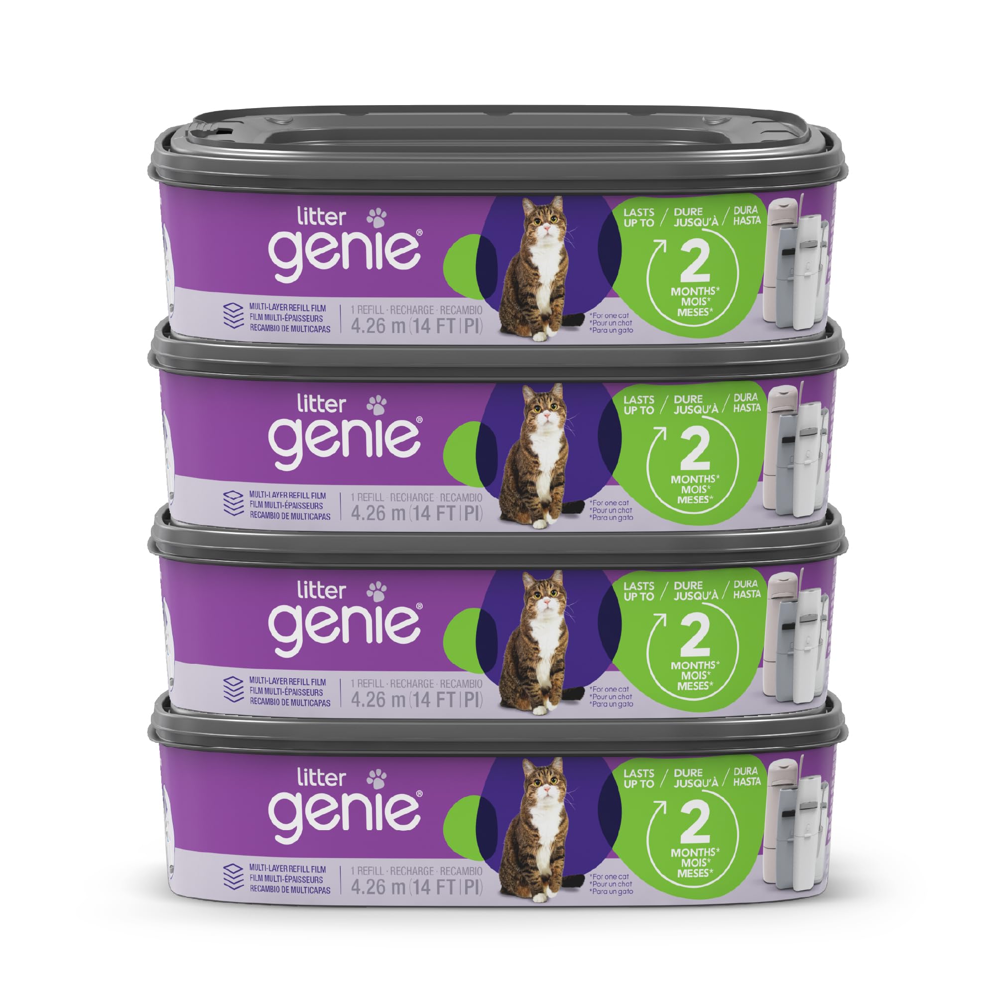 Litter Genie standard refill bags in a 4-pack, ready for long-term maintenance.