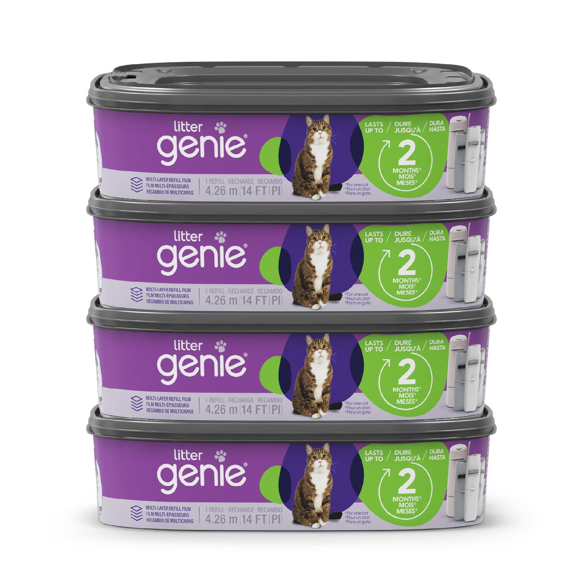 Litter Genie standard refill bags in a 4-pack, ready for long-term maintenance.