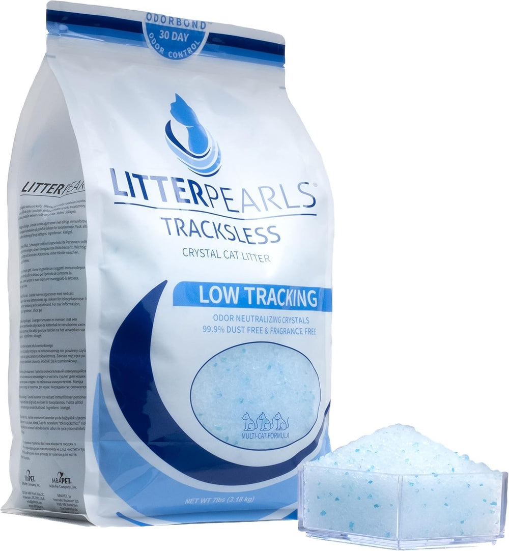 Litter Pearls tracksless litter simplifies maintenance and reduces mess.