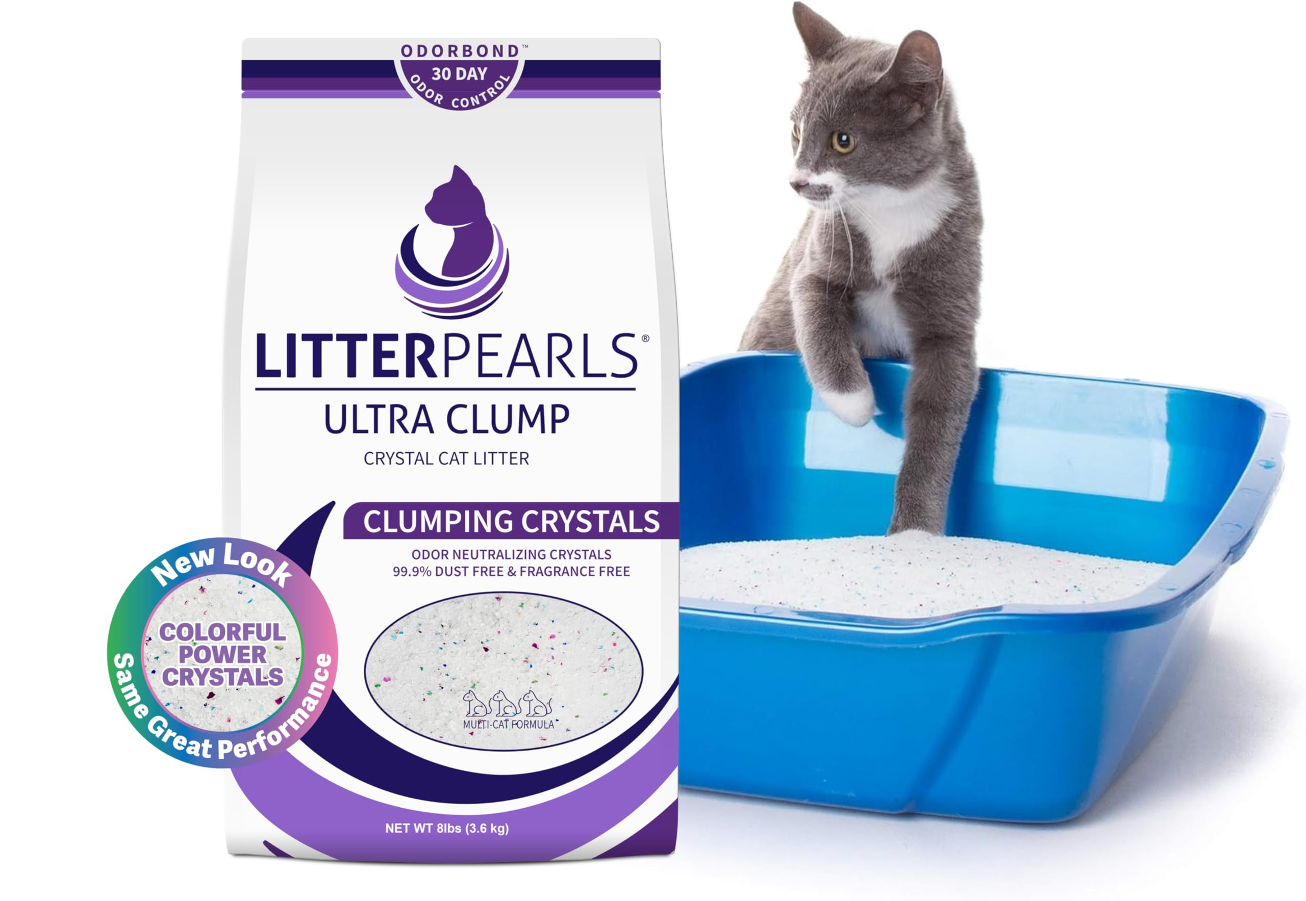Litter Pearls fragrance-free silica gel crystals gentle for sensitive cats.