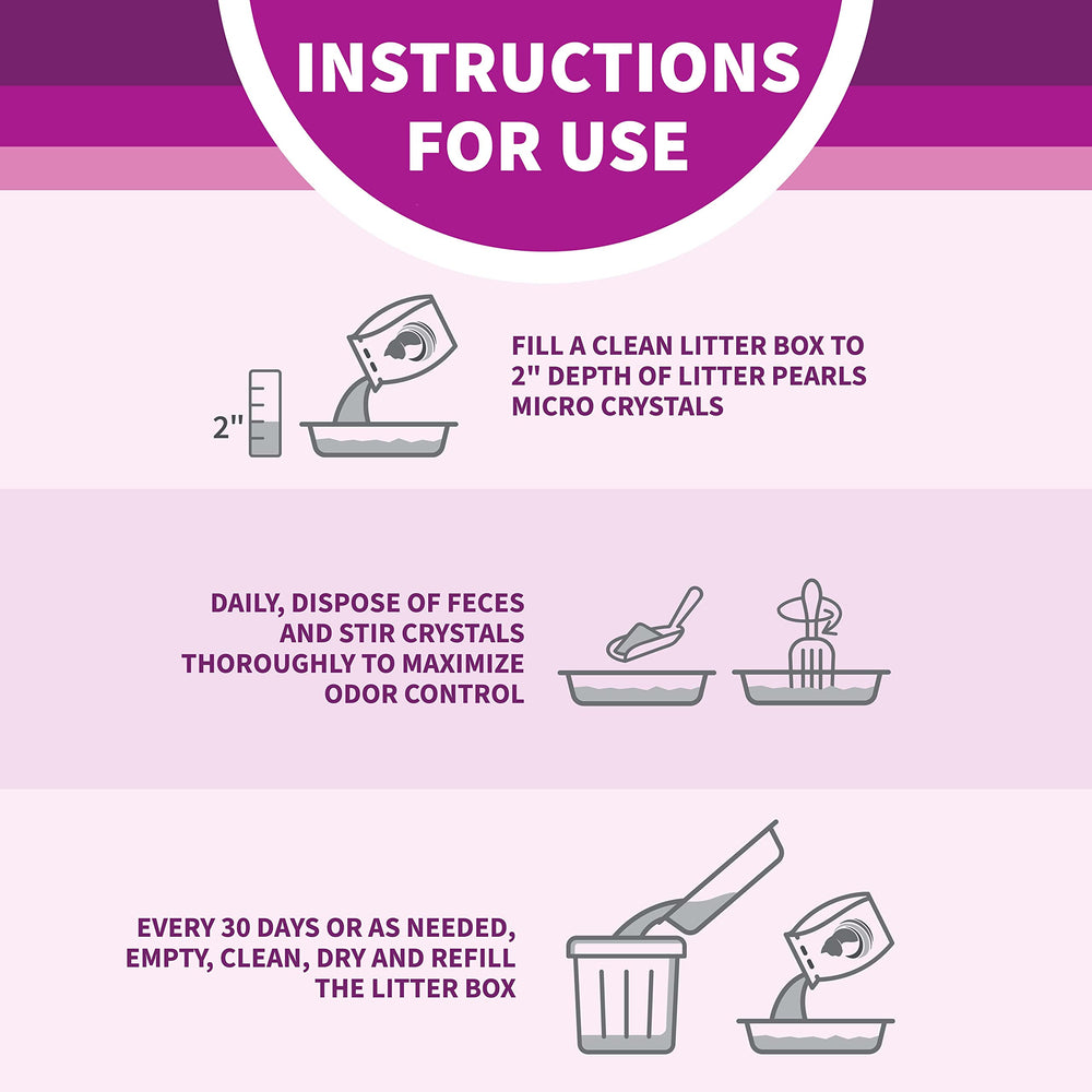 Litter Pearls litter-box freshness with extended odor control in multi-cat homes.