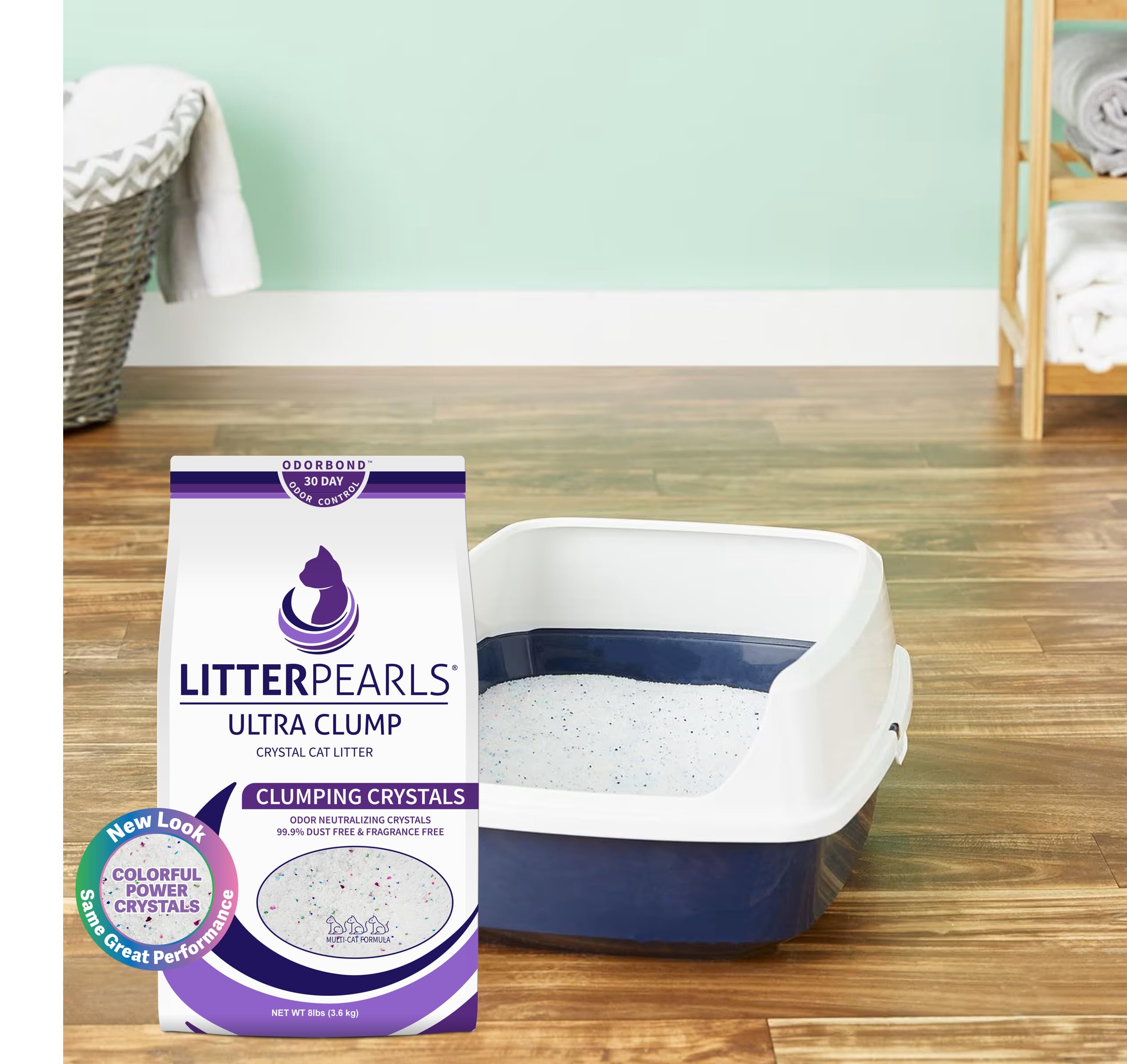 Litter Pearls low-dust formula keeps boxes and rooms cleaner.