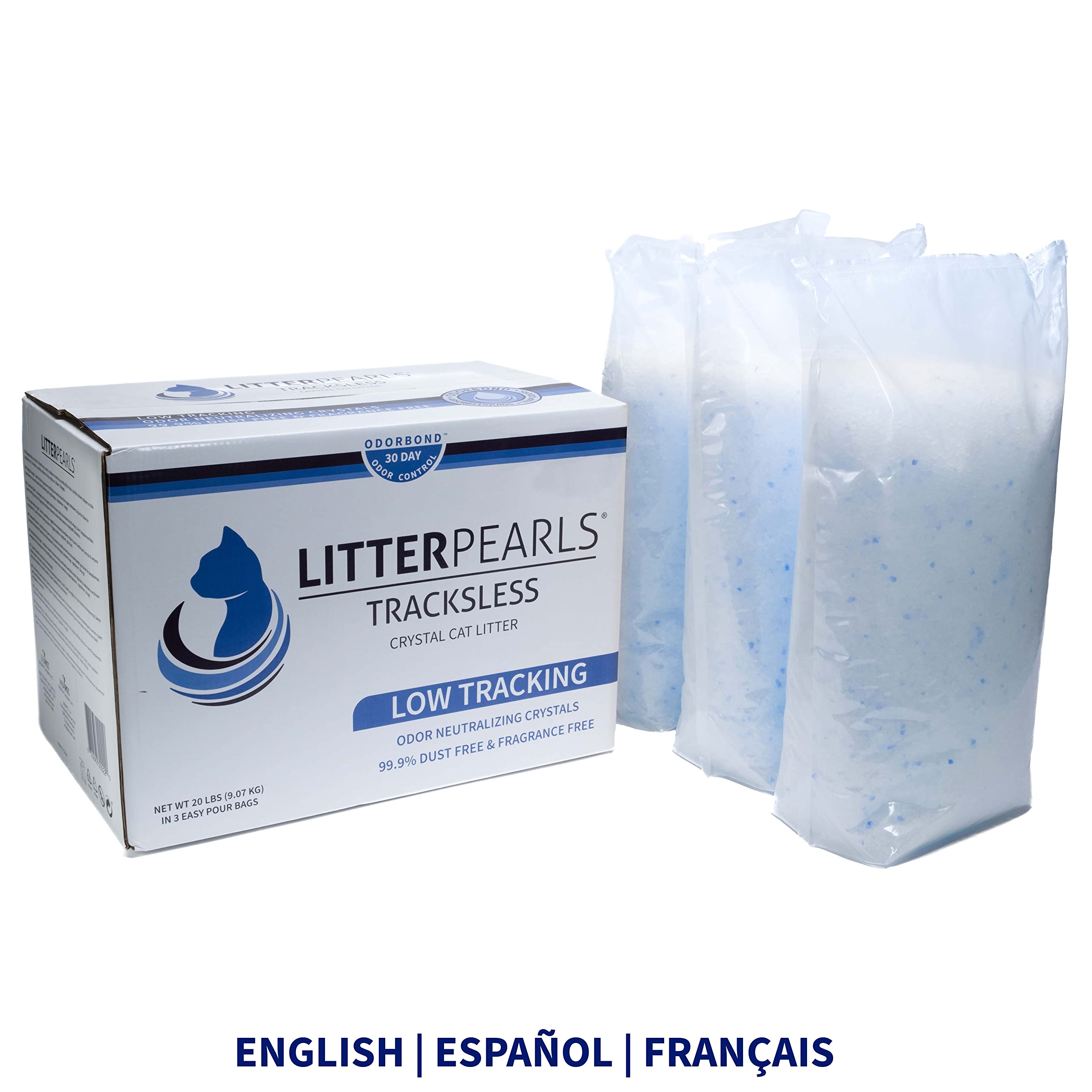 Litter Pearls odor-control with ODORBOND shown – keeps ammonia odors at bay for longer.