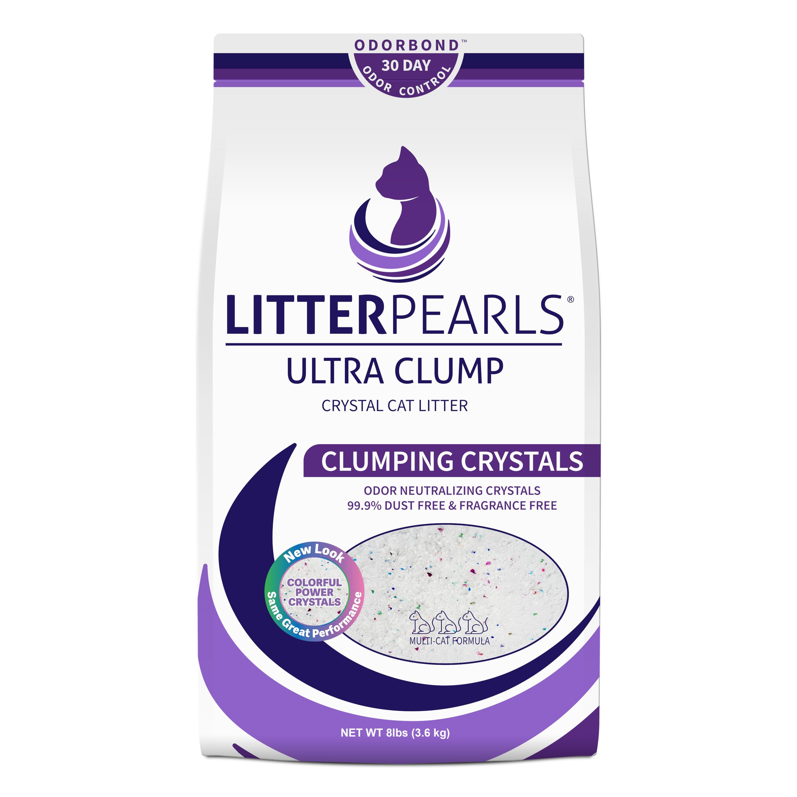 Litter Pearls Ultra Clump crystals enable easy scooping and strong odor control.