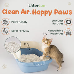 LitterLux Tofu Cat Litter absorbent texture delivers strong clumps for quick cleanup.