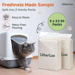 LitterLux Tofu Cat Litter fast-drying formula helps you refresh the litter area fast.