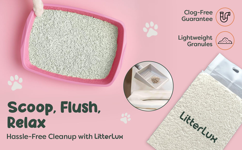 LitterLux Tofu Cat Litter odor control keeps rooms smelling fresh between changes.