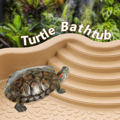 LIUZONGIN Turtle Bathing Pool side view highlights anti-drowning slope for easy exit.