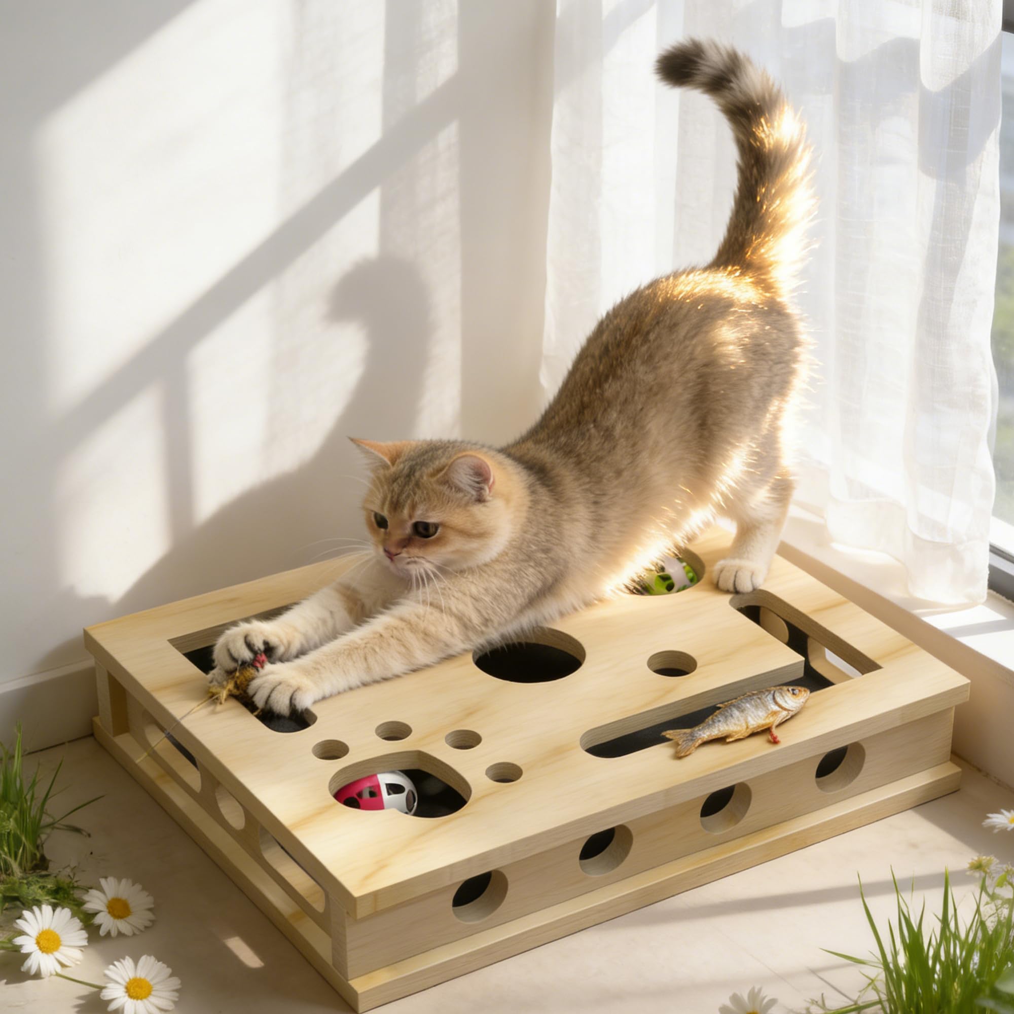 Livanira XL Cat Nail File Box side view shows sturdy stability for daily grooming.