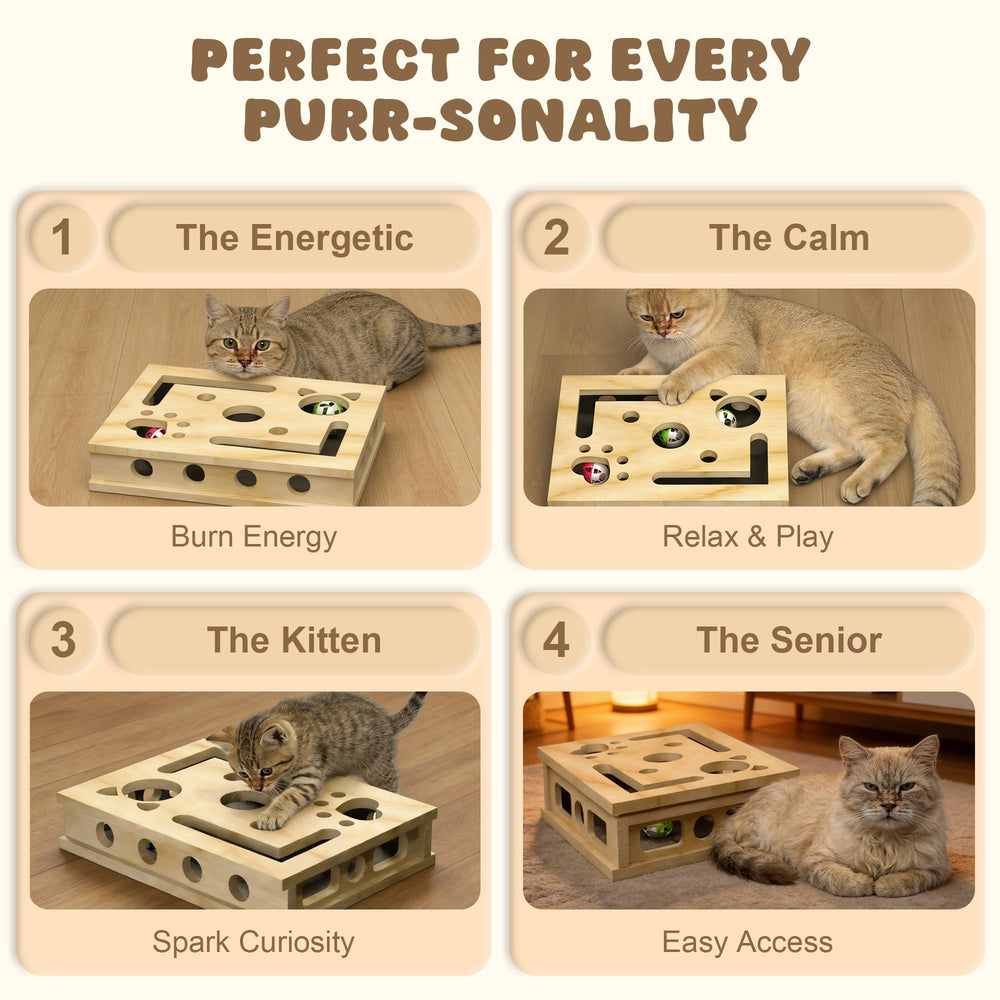 Livanira XL Cat Nail File Box cat interaction with paws exploring the puzzle.
