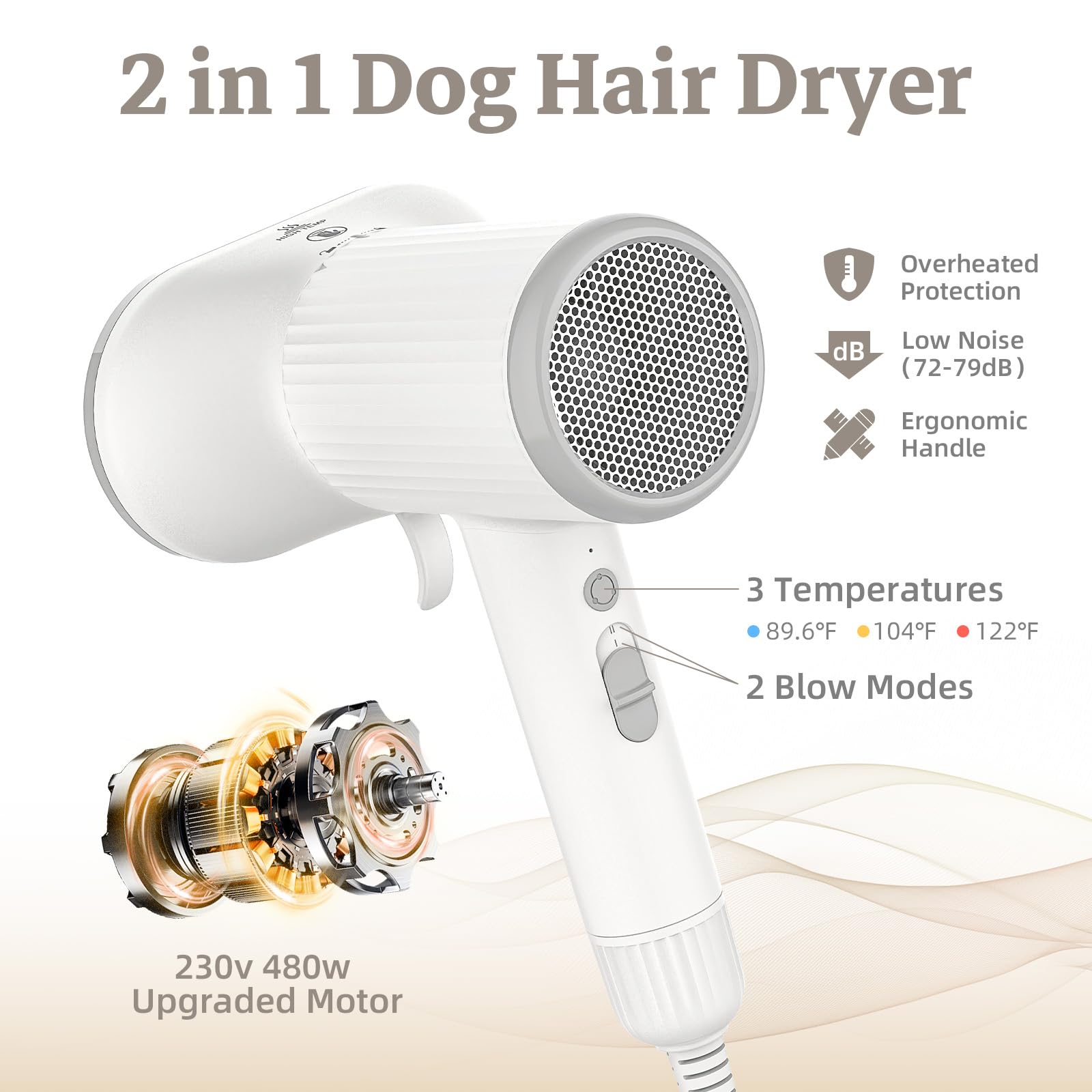 LIVEKEY 2-in-1 pet hair dryer brush enables deshedding and drying in one pass.