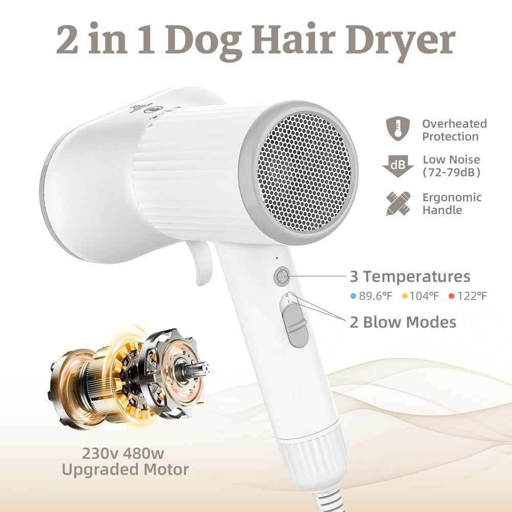 LIVEKEY 2-in-1 pet hair dryer brush enables deshedding and drying in one pass.